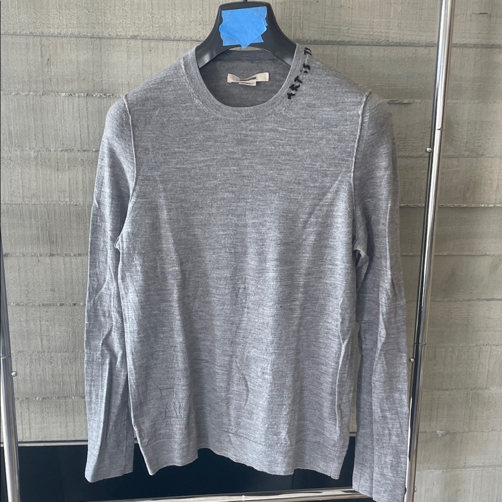 Zadig & Voltaire Men's Long Sleeve Crewneck Sweater in Light Gray